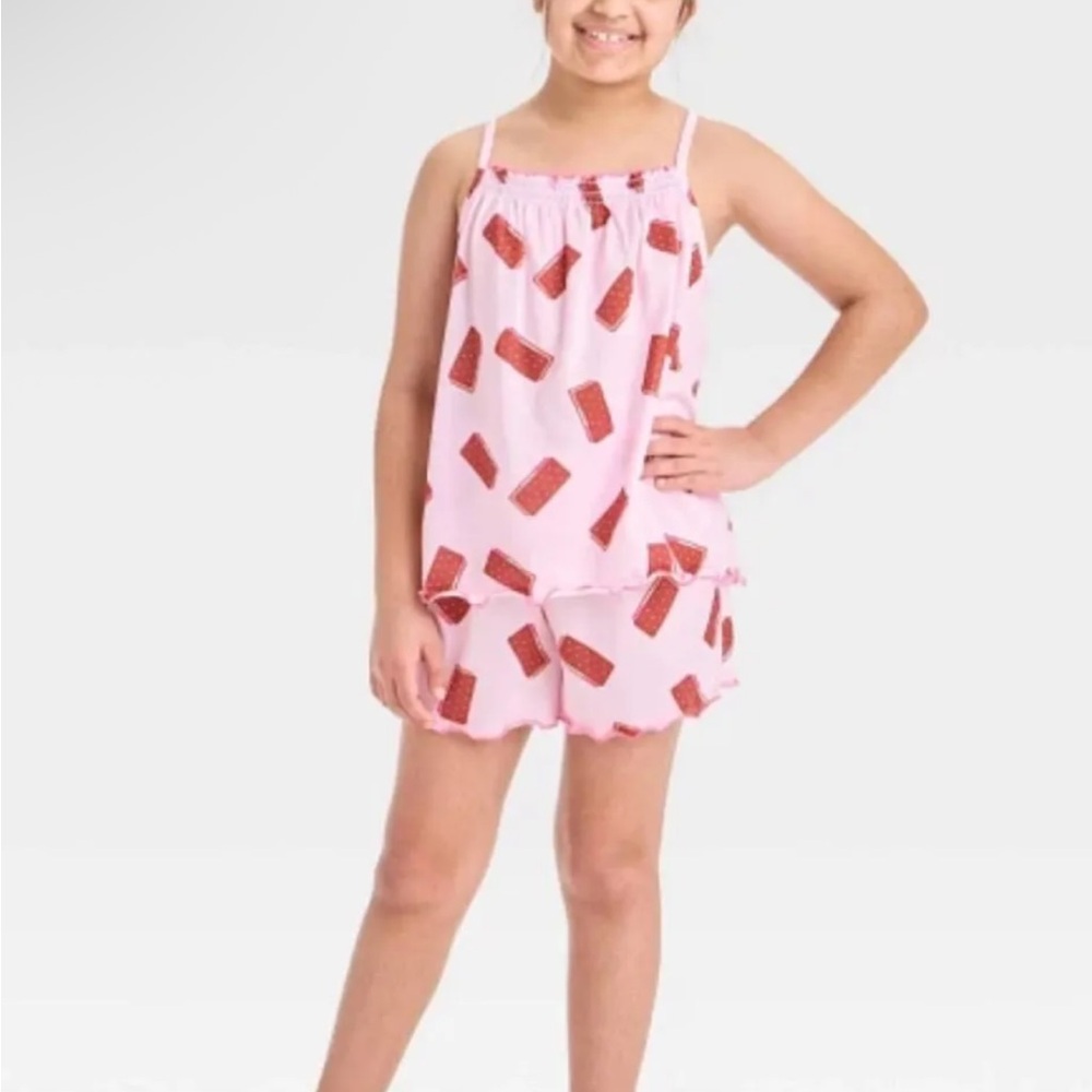 Cat & Jack Pink Pajama Set with Red Accents